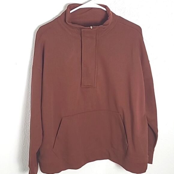 A New Day Rust Pullover Sweatshirt, Quarter Zip & Handwarmers, Size XXL,NWOT - Picture 3 of 9